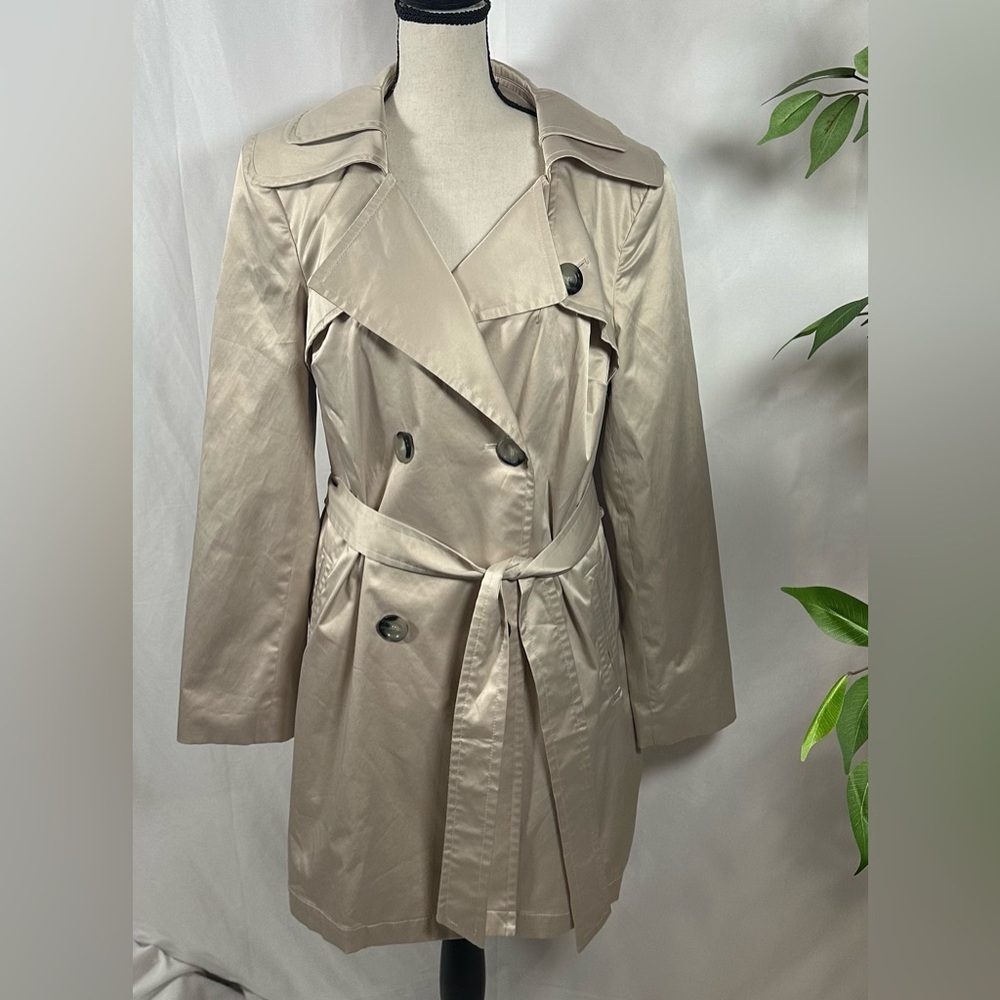 Alfani Shiny Trench Coat in Light Beige - Picture 2 of 12